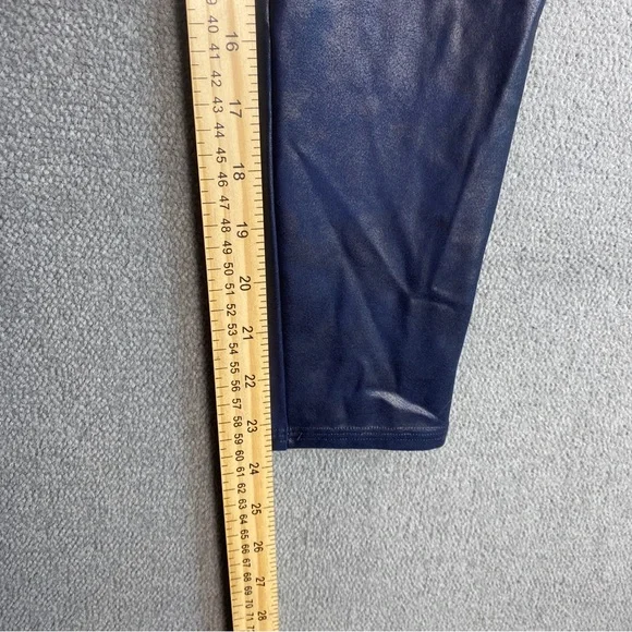 SPANX Faux Leather Navy/Cool Blue Track Stripe Leggings Size L - Picture 7 of 7